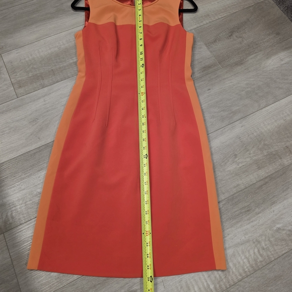 Elie Tahari Orange and Red Colorblock Midi Dress - Picture 6 of 9